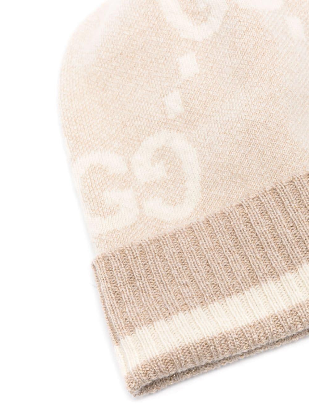 GUCCI Jacquard Lamé Cashmere Hat With Gg