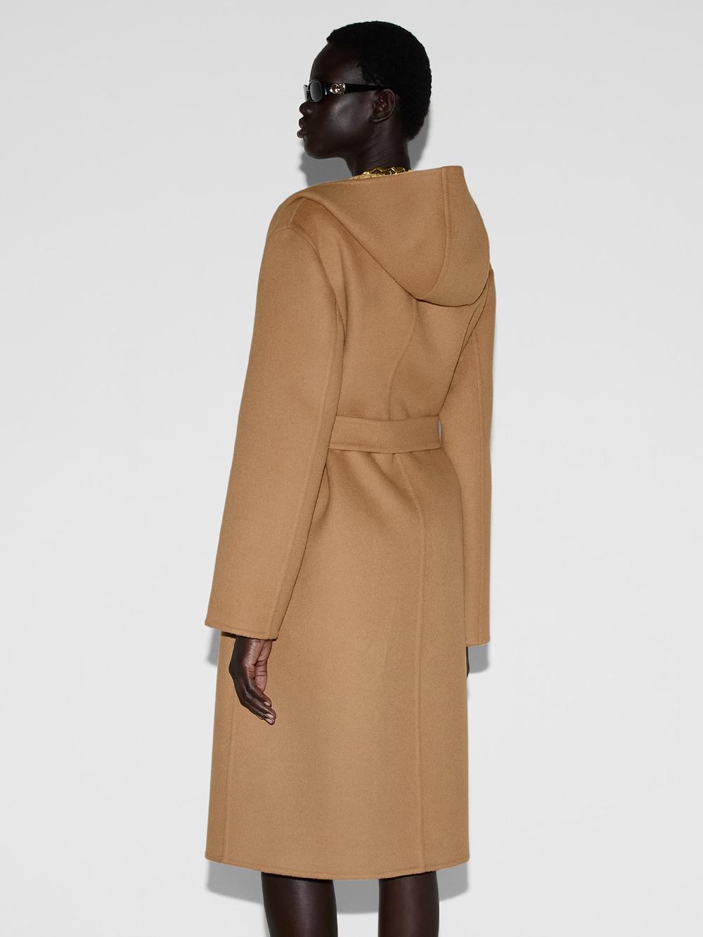 GUCCI Reversible Coat In Gg Silk Blend Wool