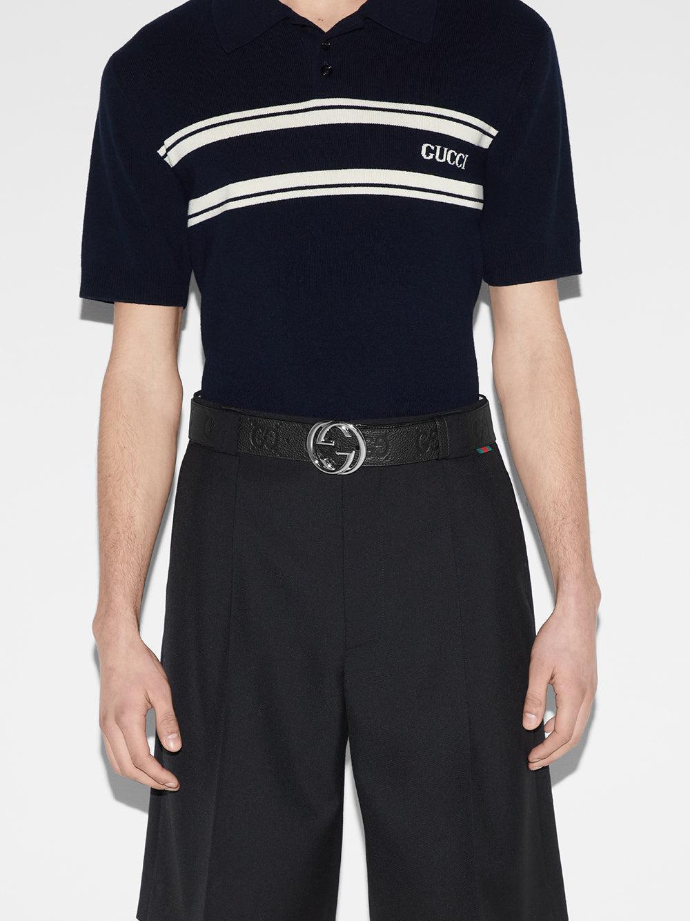 GUCCI Wide Belt With Gg Crossover Buckle