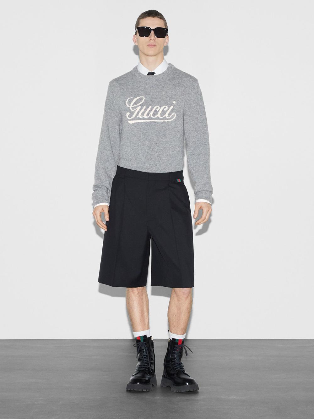 GUCCI Wool Blend Twill Short With Web