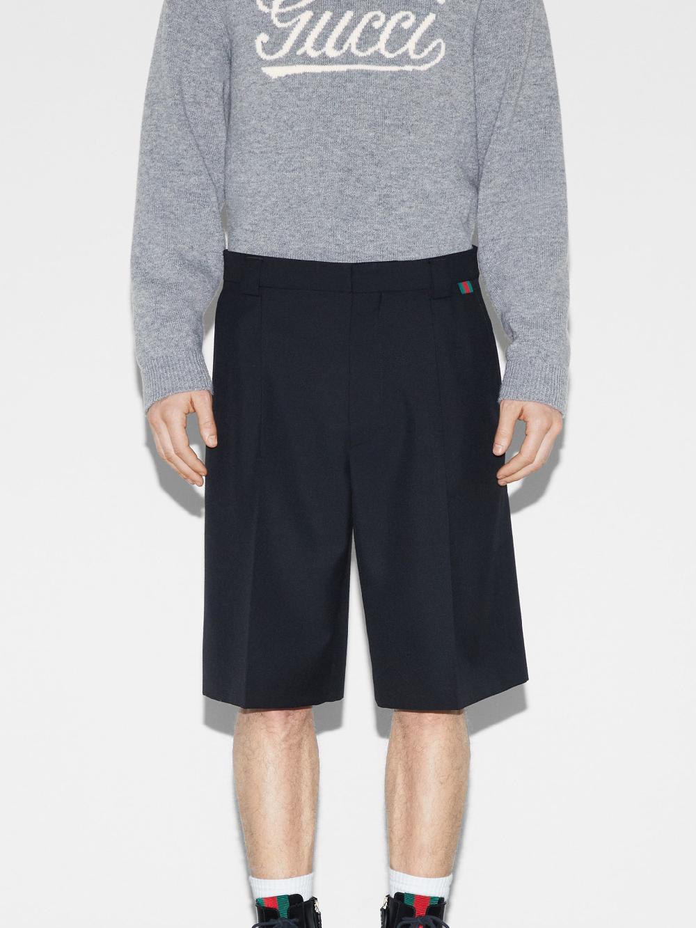 GUCCI Wool Blend Twill Short With Web