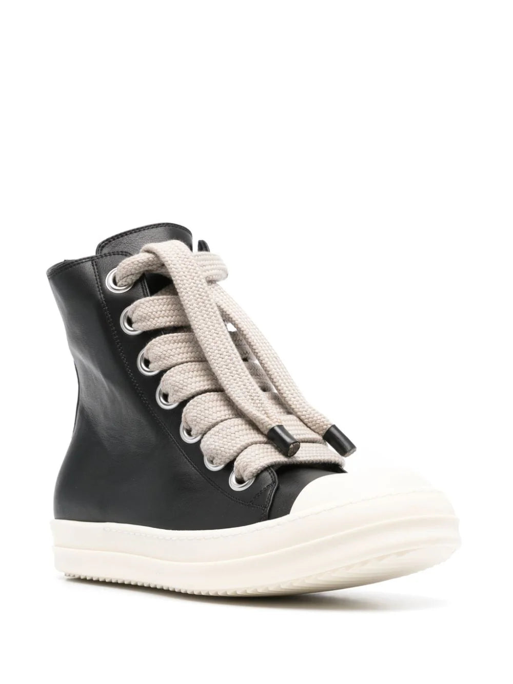 RICK OWENS Jumbolaced Sneakers In Black/pearl/milk Grain Calf Leather