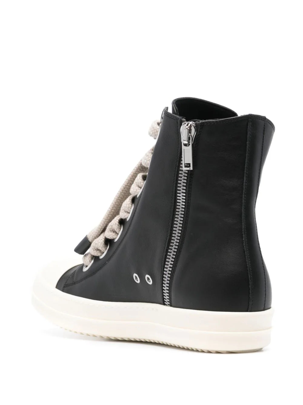 RICK OWENS Jumbolaced Sneakers In Black/pearl/milk Grain Calf Leather
