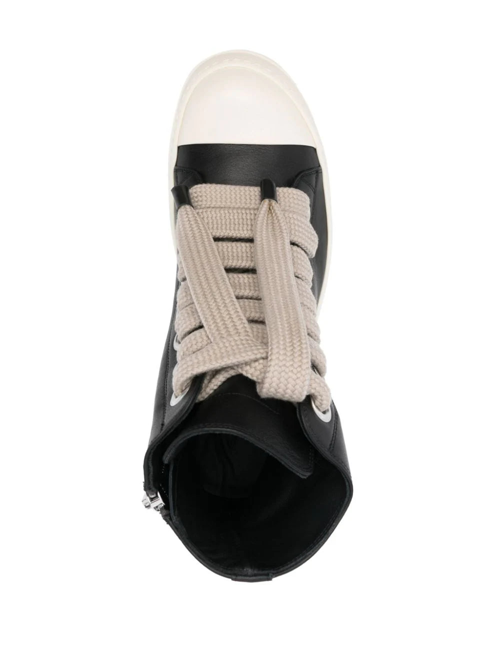 RICK OWENS Jumbolaced Sneakers In Black/pearl/milk Grain Calf Leather