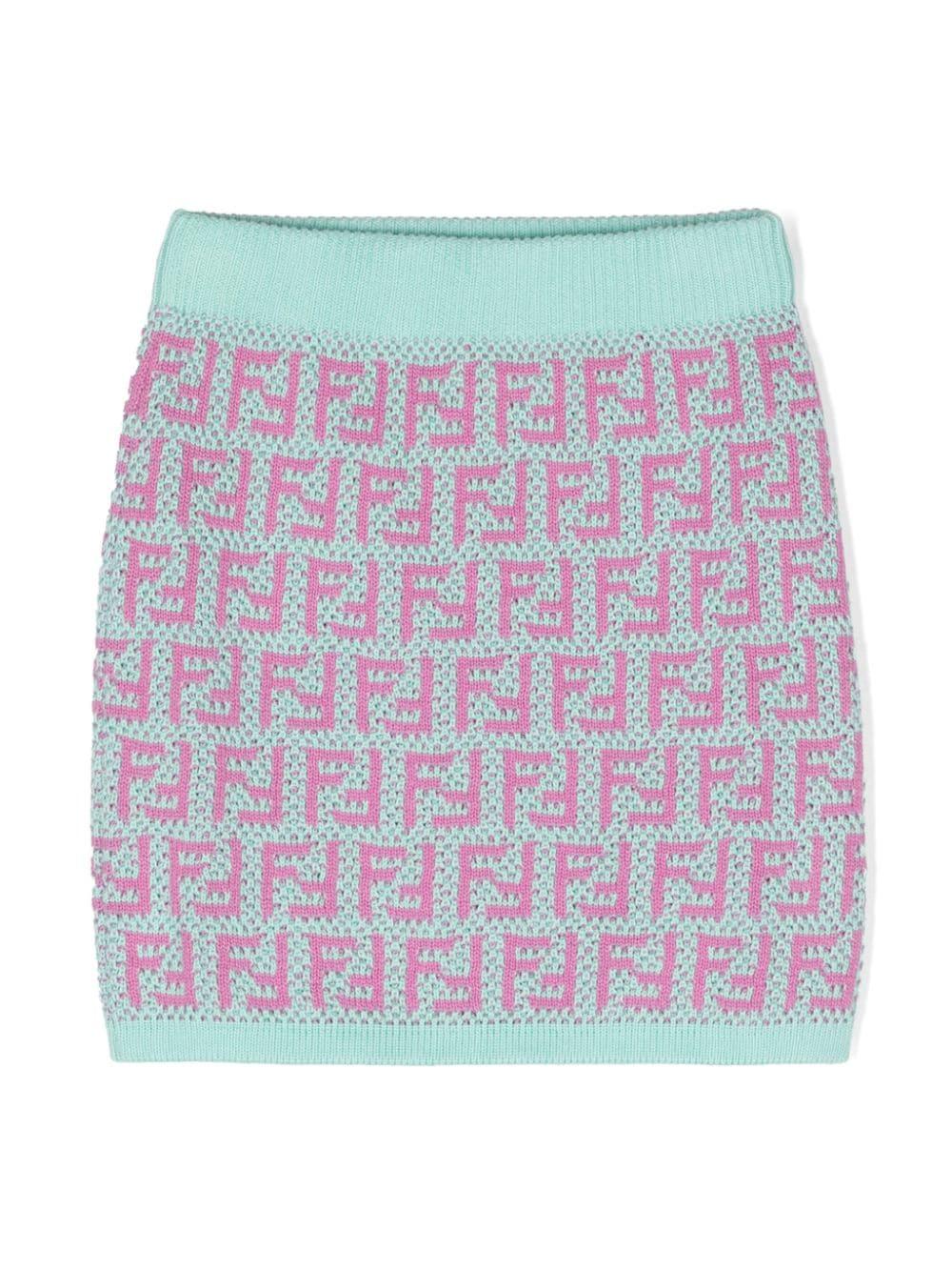 FENDI Kids Junior Mini Skirt In Multicolor Crochet Cotton