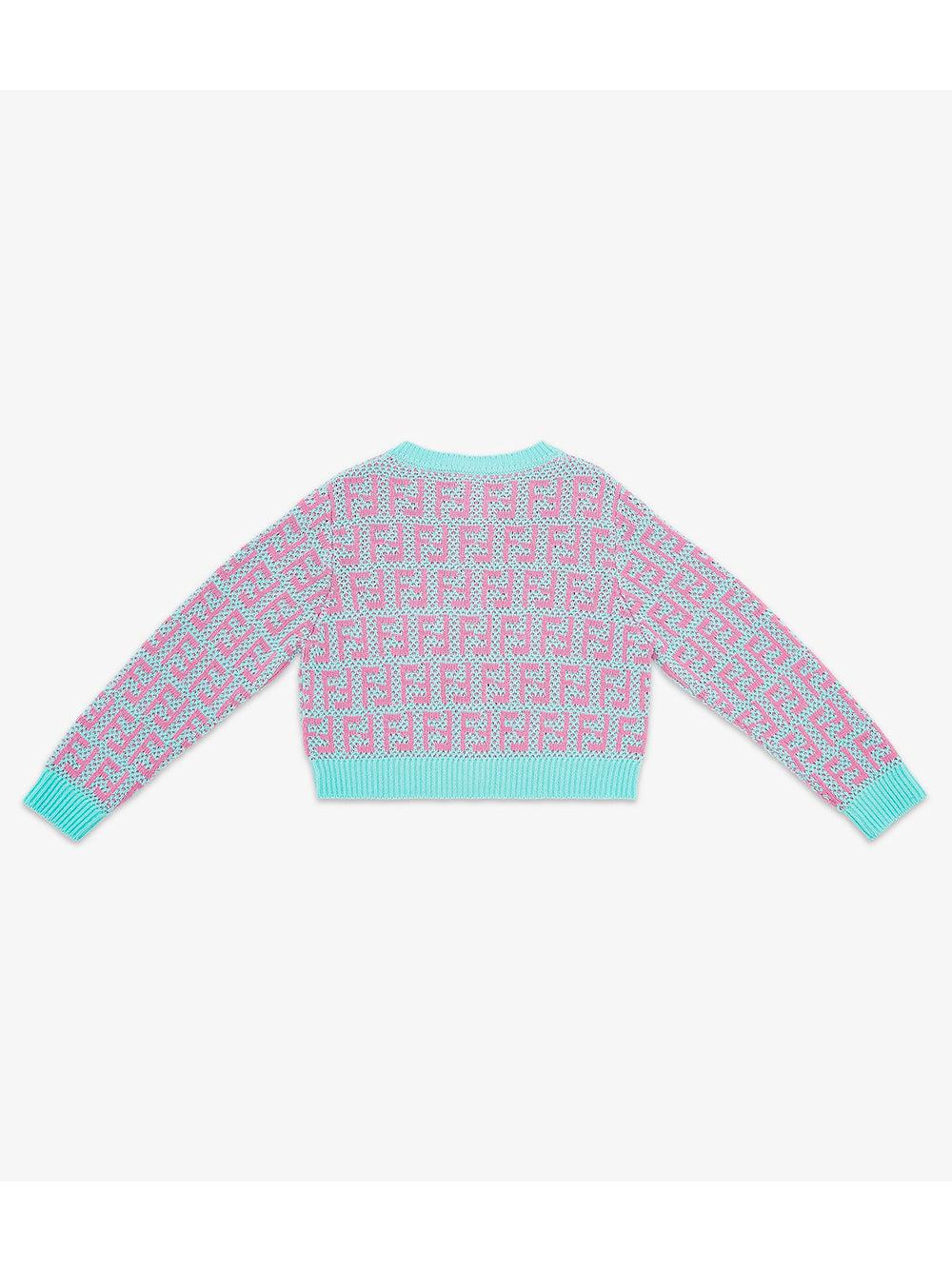 FENDI Kids Junior Multicolor Crochet Cotton Cardigan