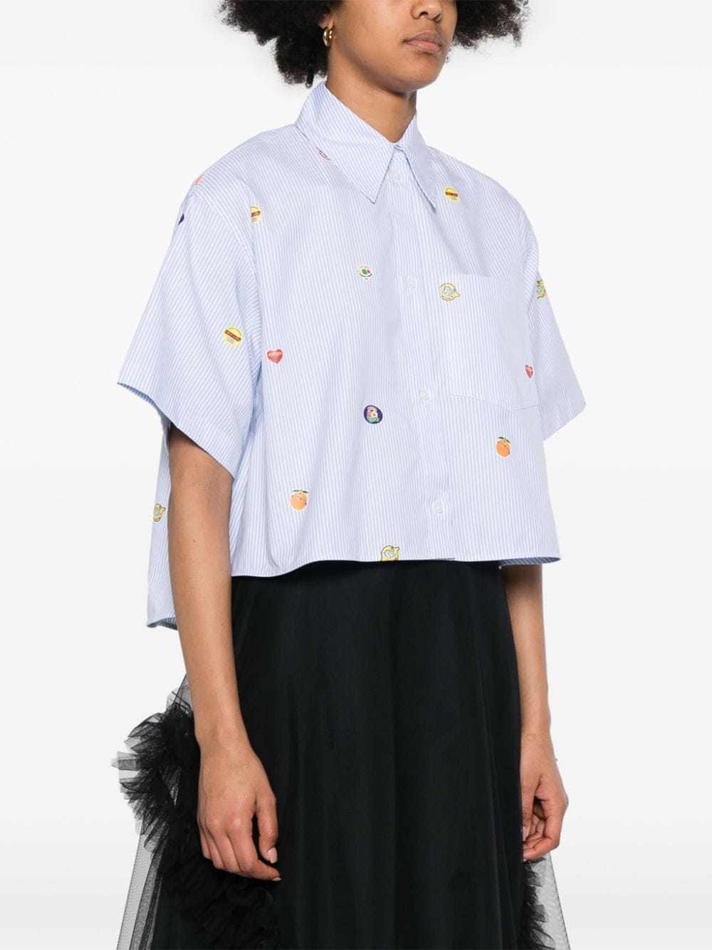 KENZO Cropped Shirt With Fruit Stickers
