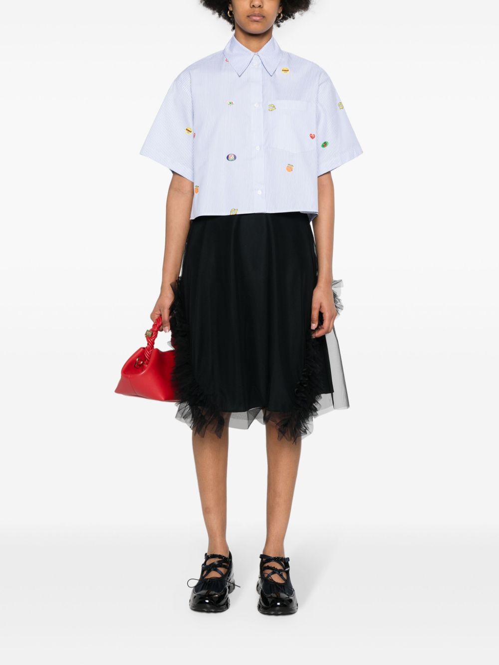 KENZO Cropped Shirt With Fruit Stickers
