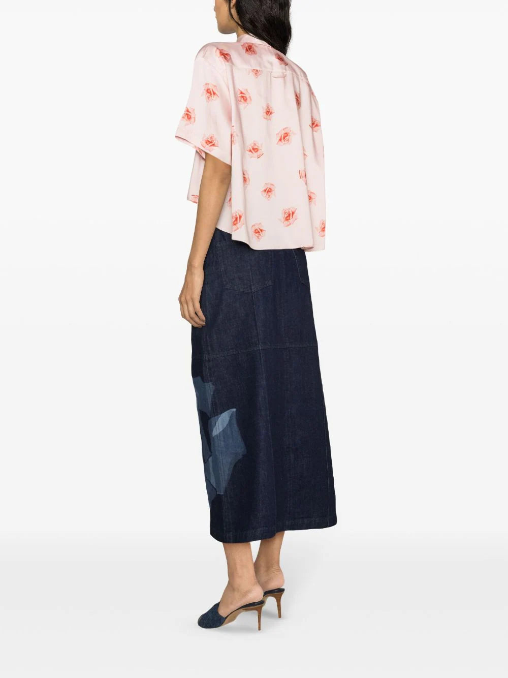 KENZO 'kenzo Rose' Cropped Dropped Shoulders Shirt