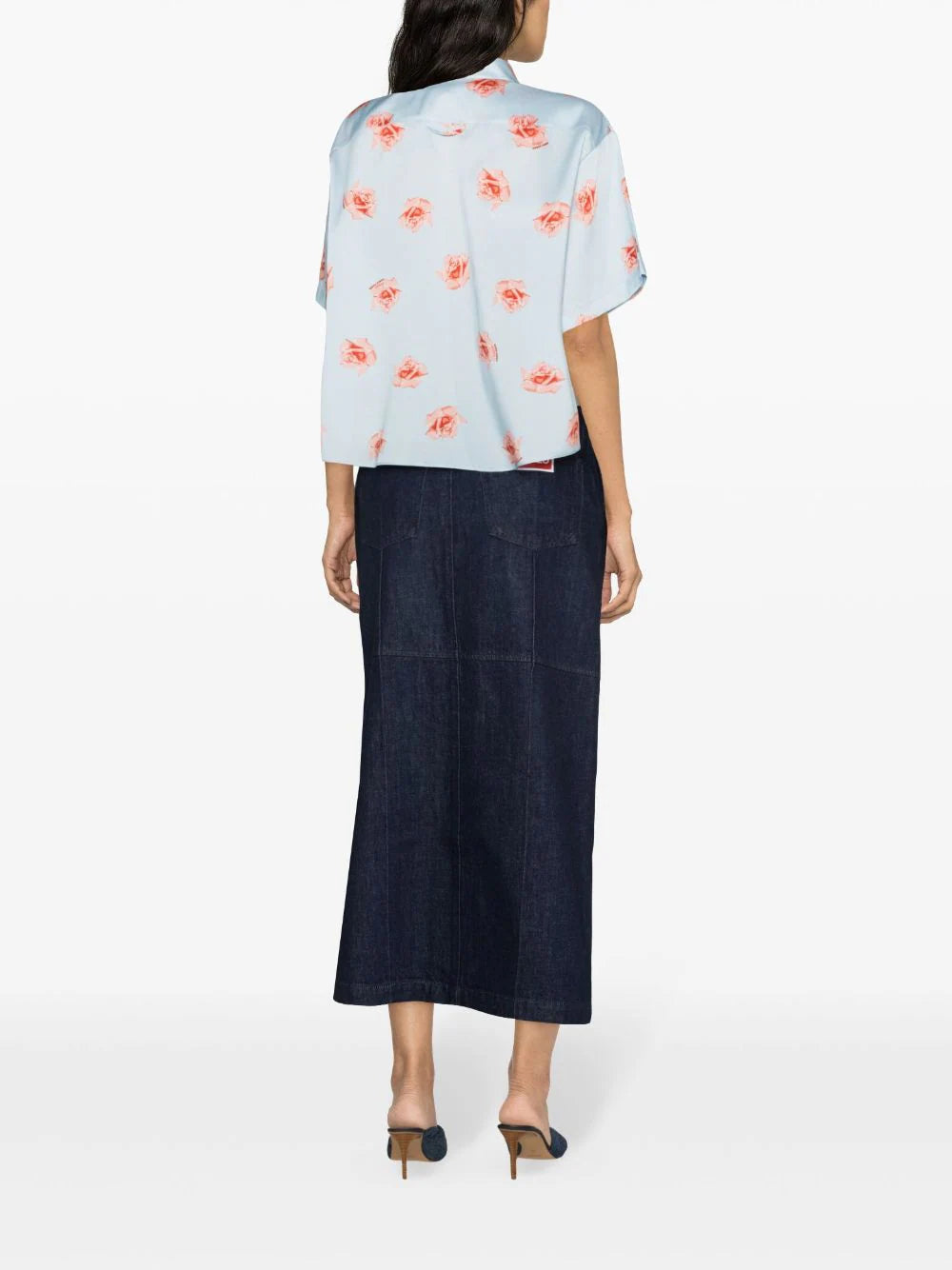 KENZO 'kenzo Rose' Cropped Dropped Shoulders Shirt