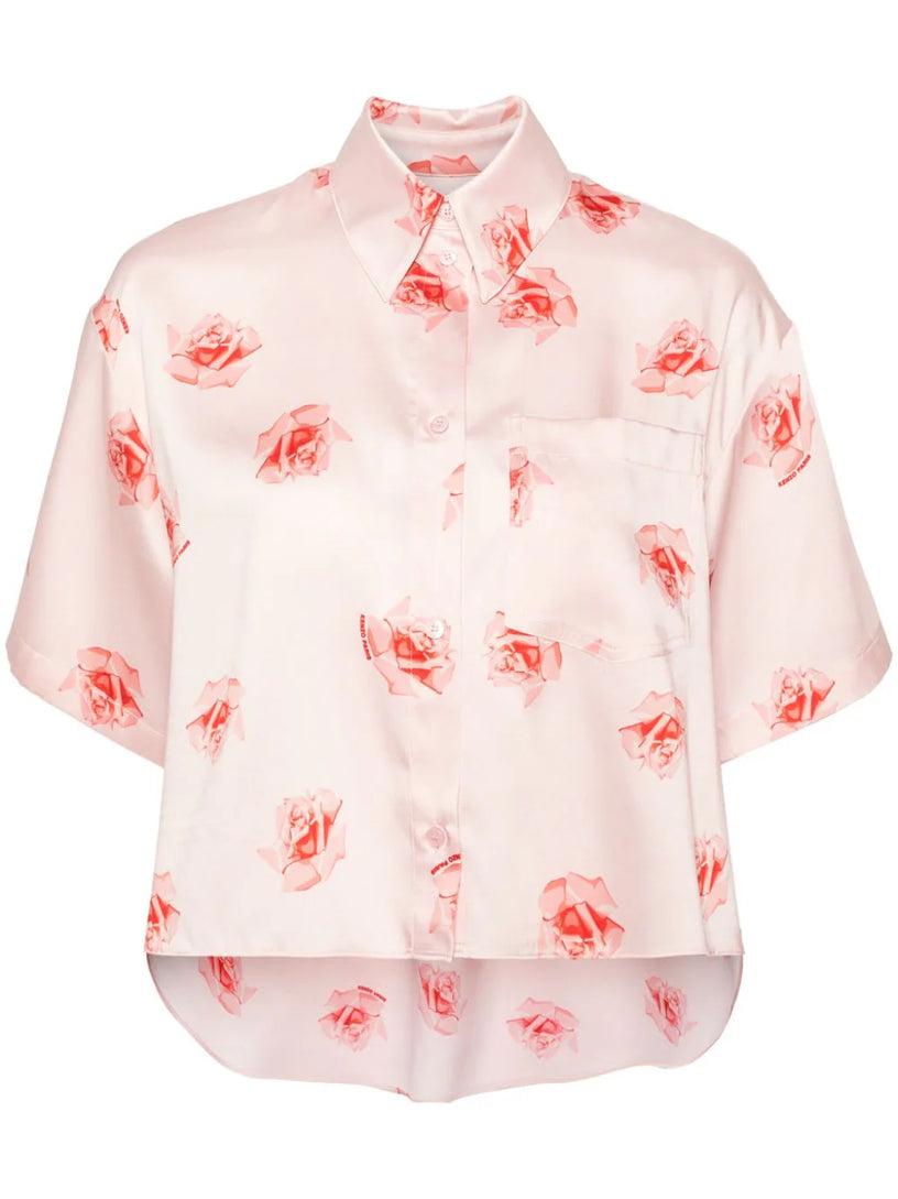 KENZO 'kenzo rose' cropped dropped shoulders shirt