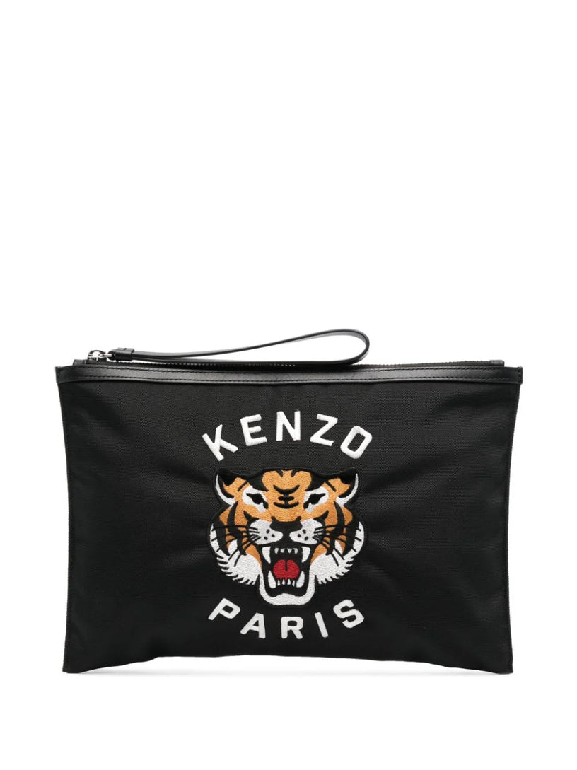 KENZO Large 'varsity tiger' clutch