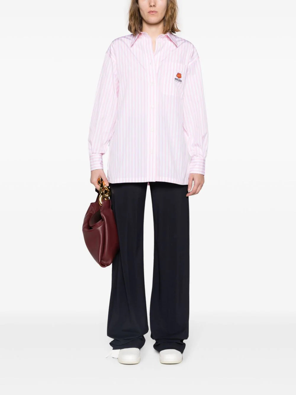 KENZO Oversized Striped Shirt With Embroidery