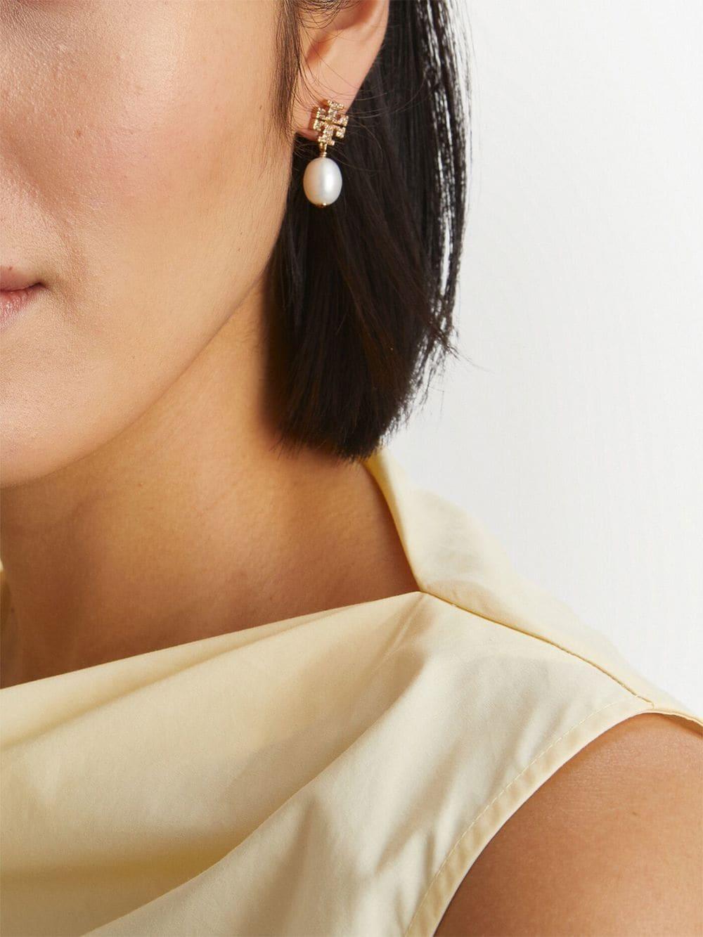 Tory Burch Kira Pendant Earrings With Pearl And Pavé