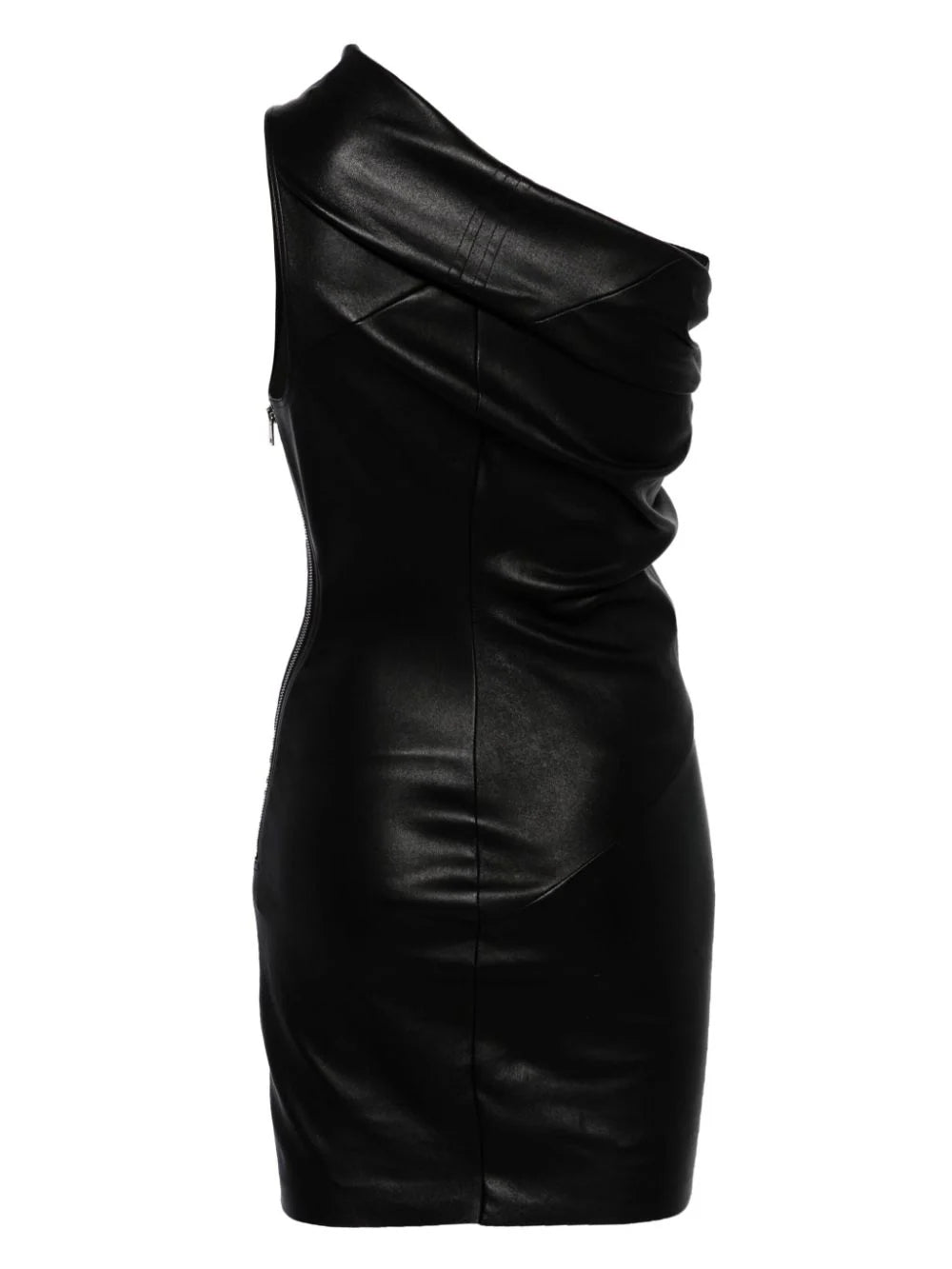 RICK OWENS Lido Athena Dress Mini In Black Stretch Lamb Leather