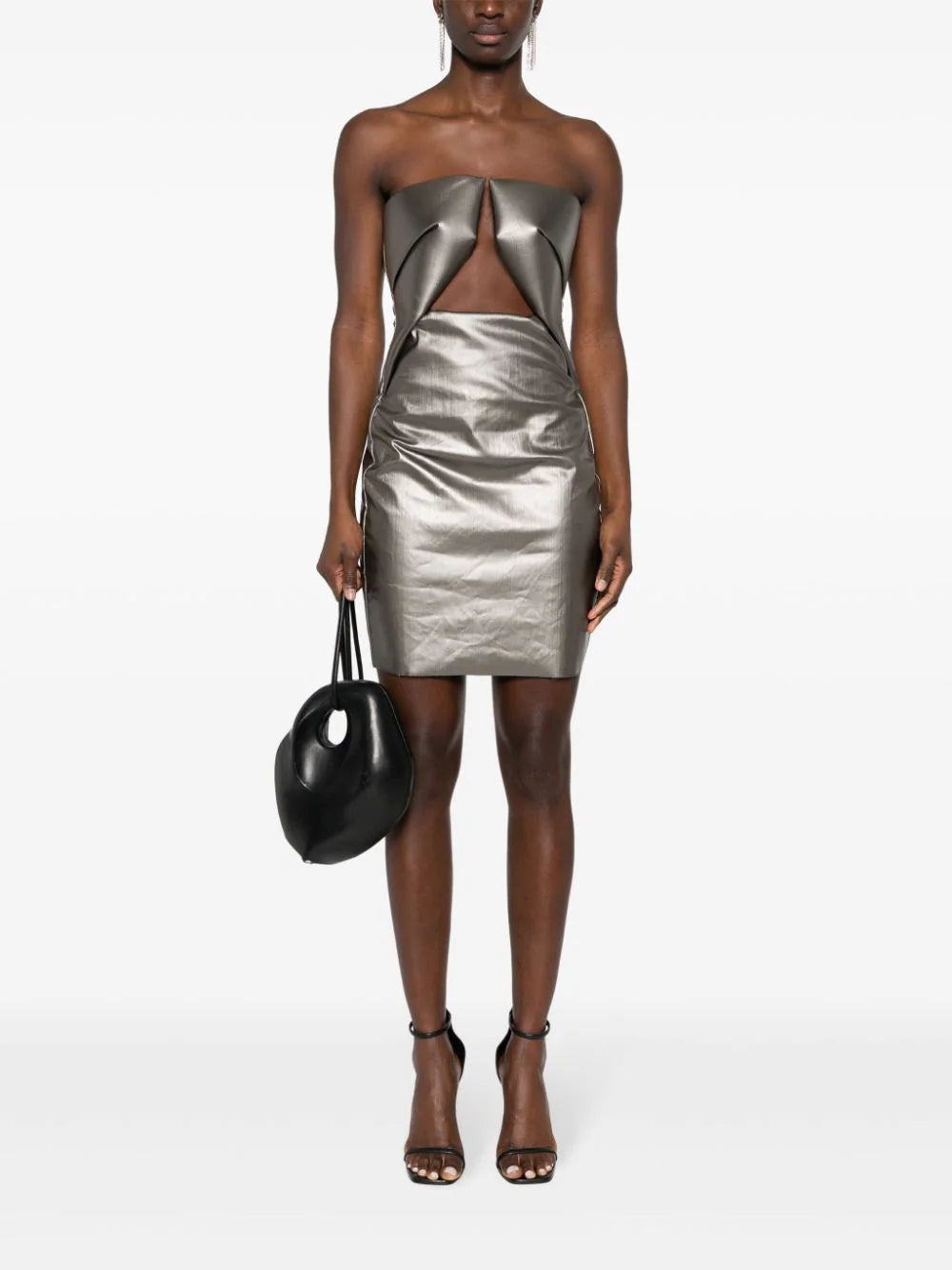 RICK OWENS Lido Prong Mini In Gun Metal Coated Stretch Denim
