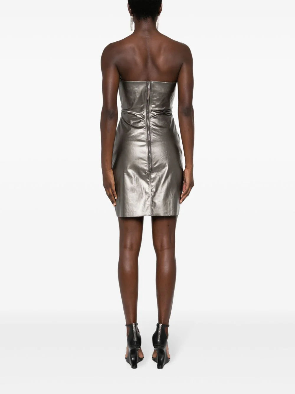 RICK OWENS Lido Prong Mini In Gun Metal Coated Stretch Denim