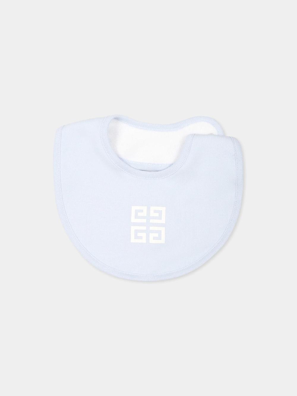Givenchy Kids Light Blue Onesie Set For Newborns With Iconic 4g Motif