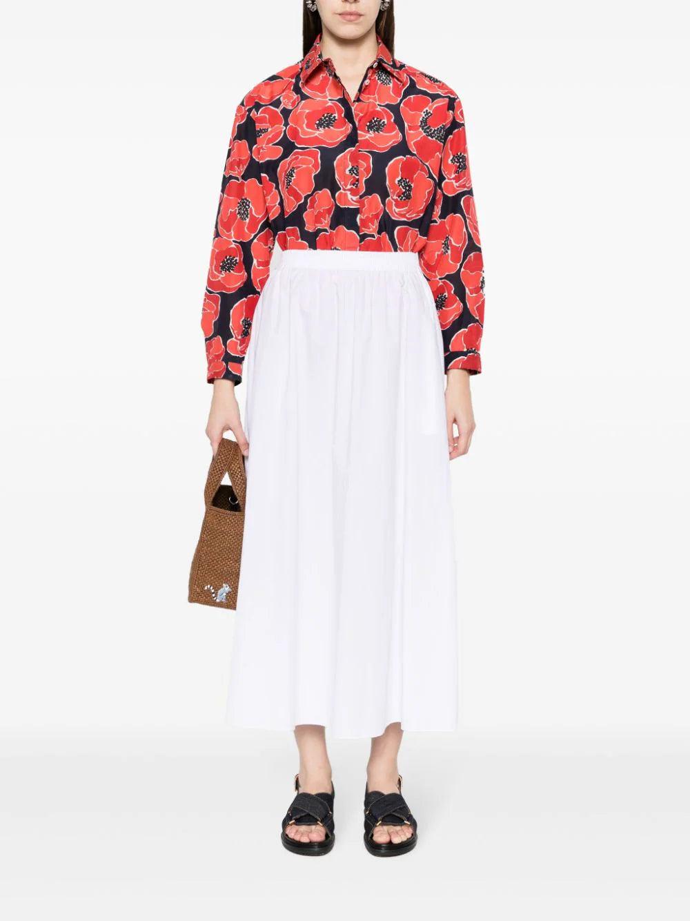 A.P.C. Loose-fit Shirt In Cotton-silk Blend With Poppy Print