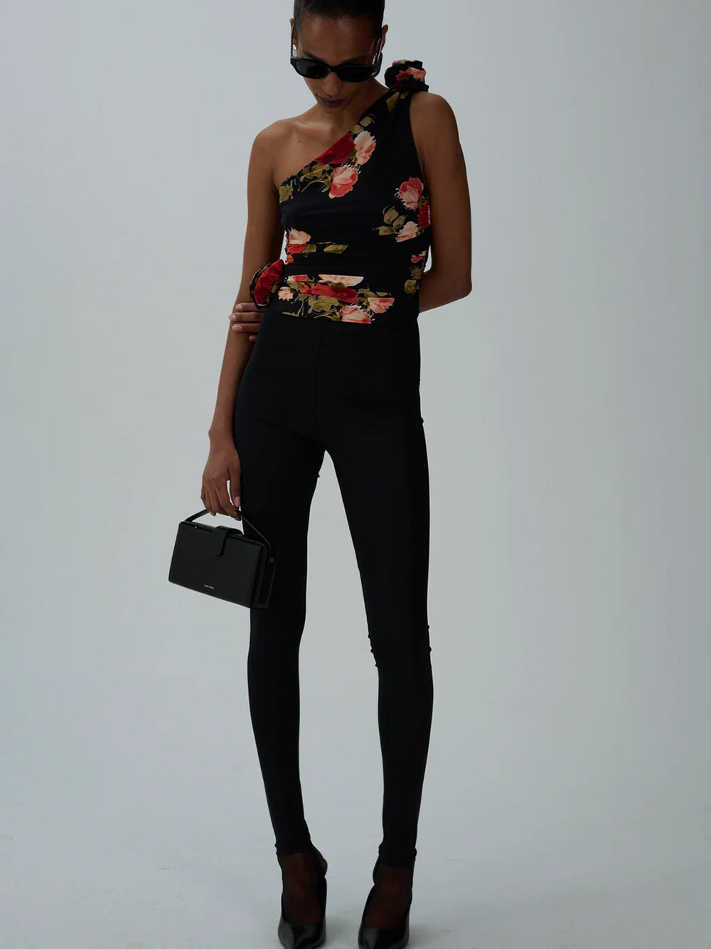 Magda Butrym Floral Ruched One-shoulder Top