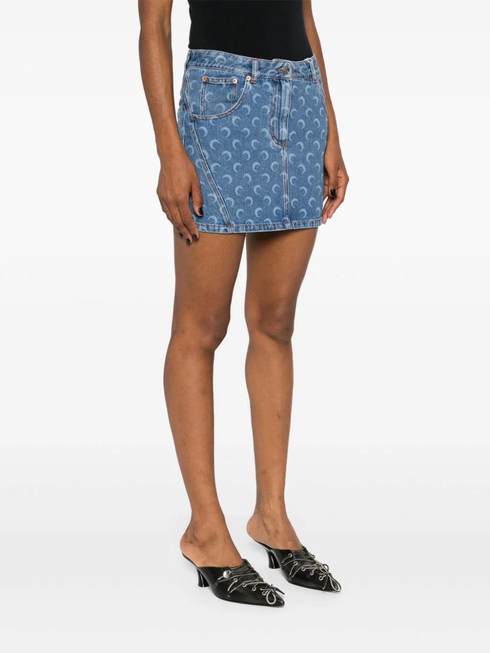 MARINE SERRE Moon Denim Mini Skirt
