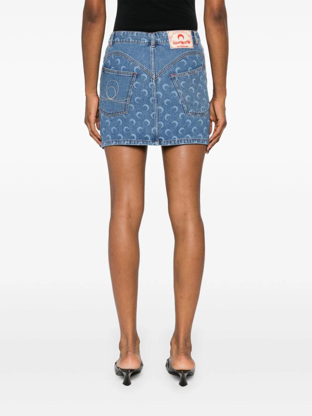 MARINE SERRE Moon Denim Mini Skirt