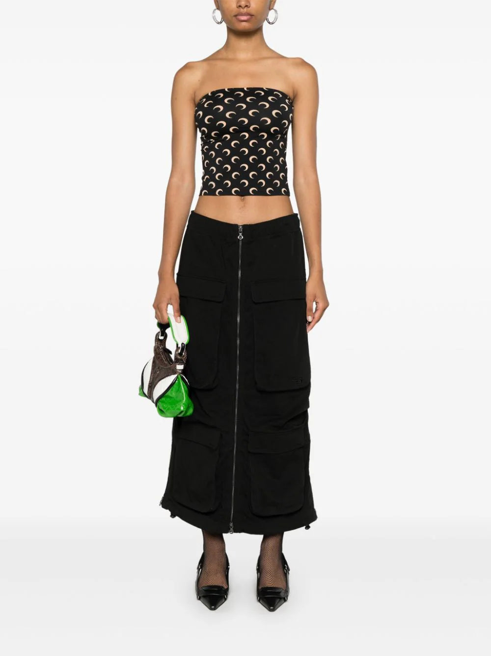 MARINE SERRE Moon Printed Second Skin Tube Top