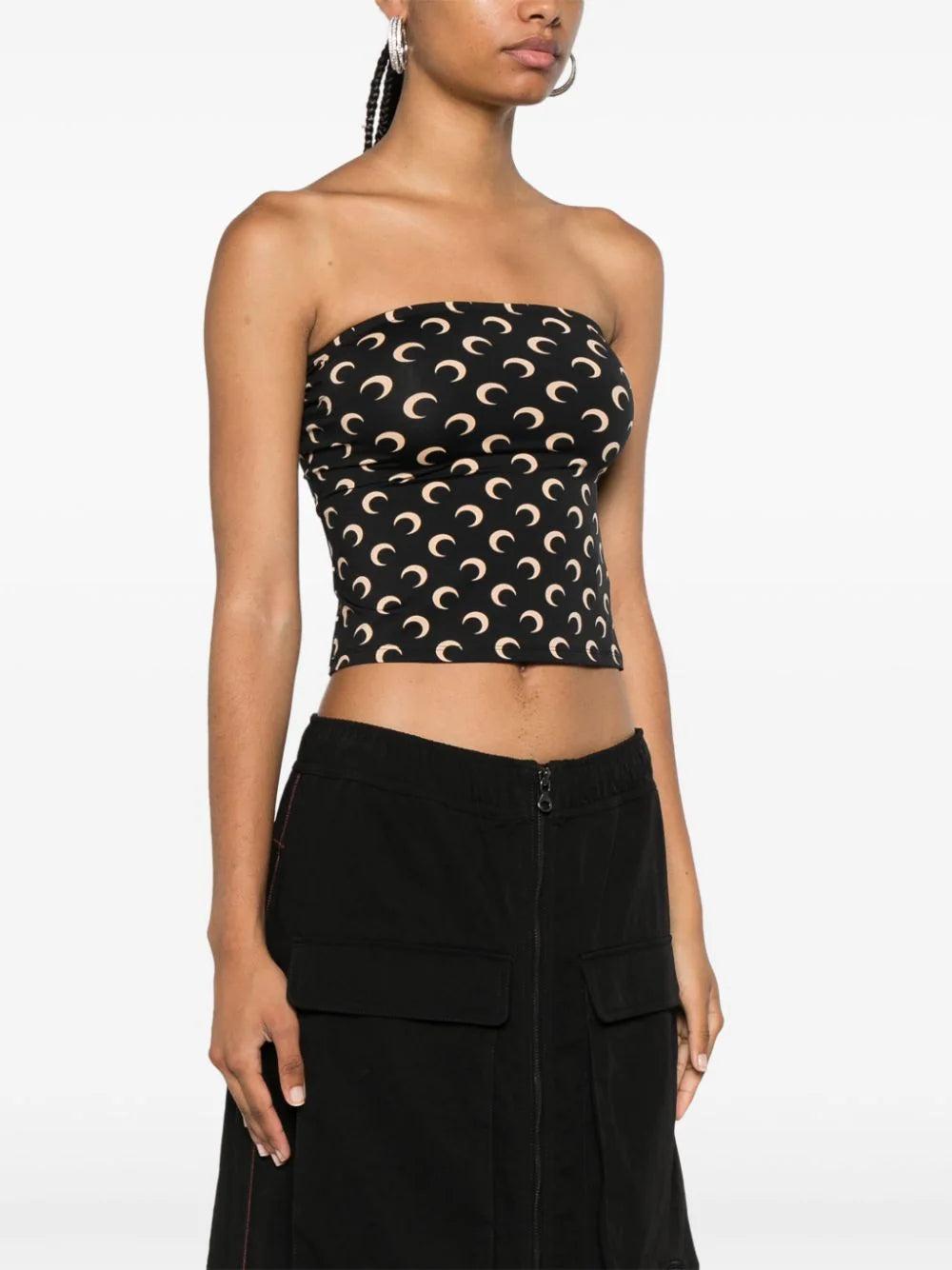 MARINE SERRE Moon Printed Second Skin Tube Top