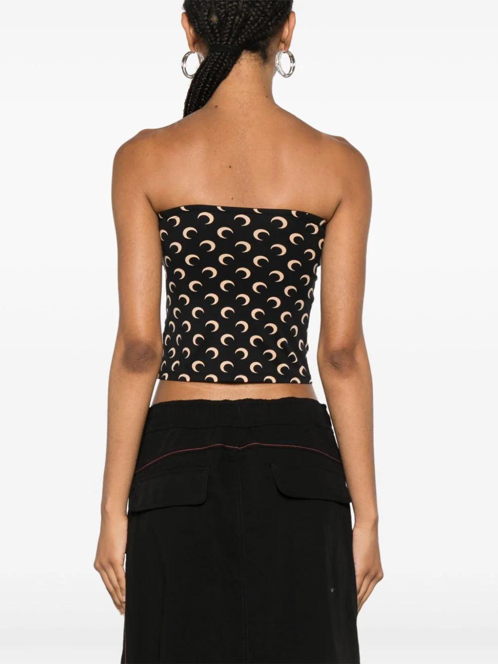 MARINE SERRE Moon Printed Second Skin Tube Top