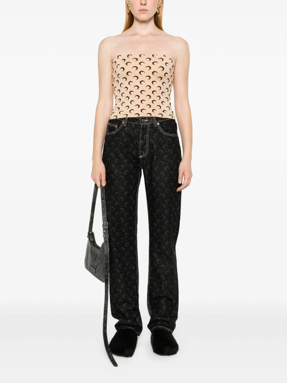 MARINE SERRE Moon Printed Second Skin Tube Top