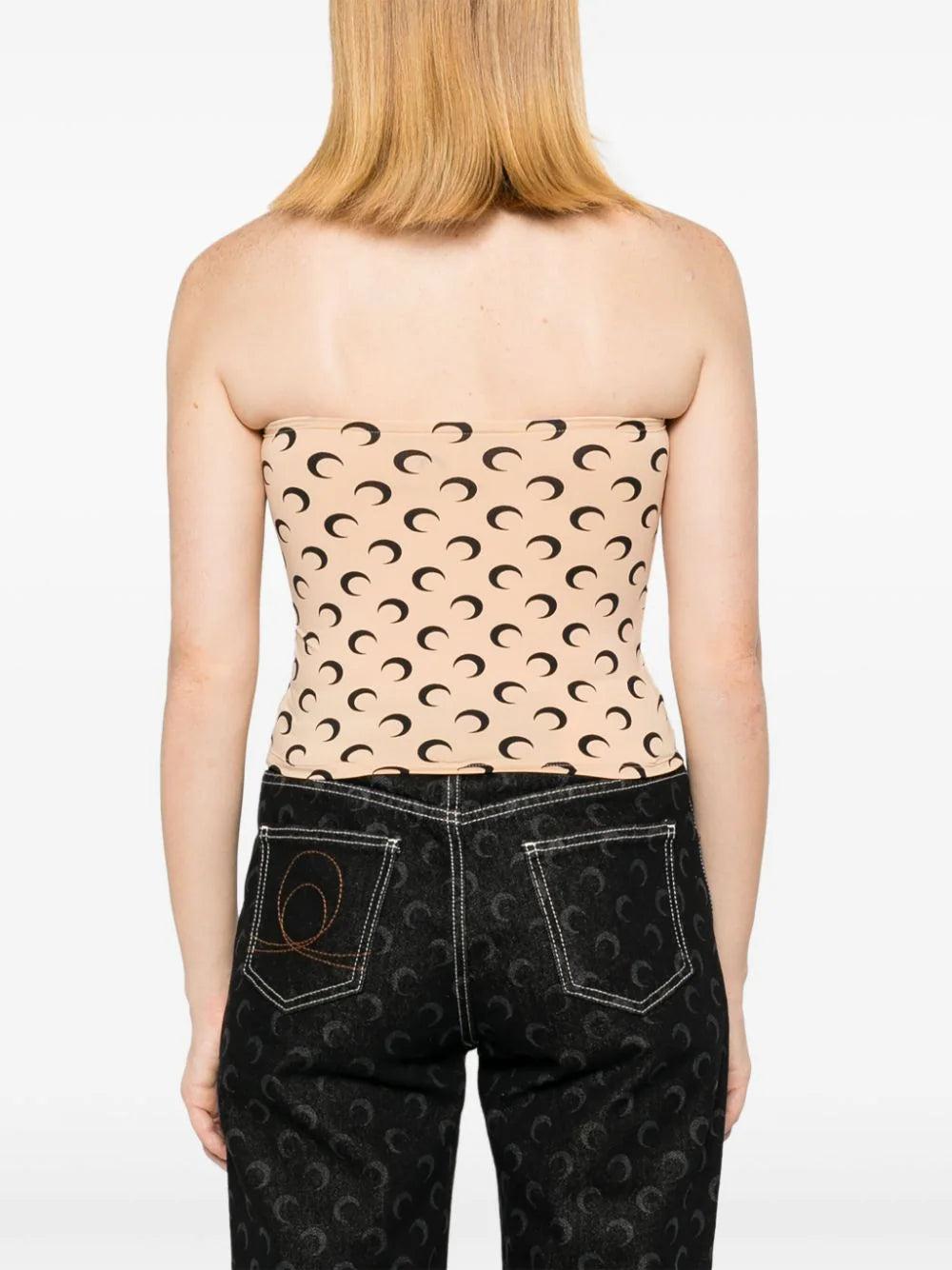 MARINE SERRE Moon Printed Second Skin Tube Top