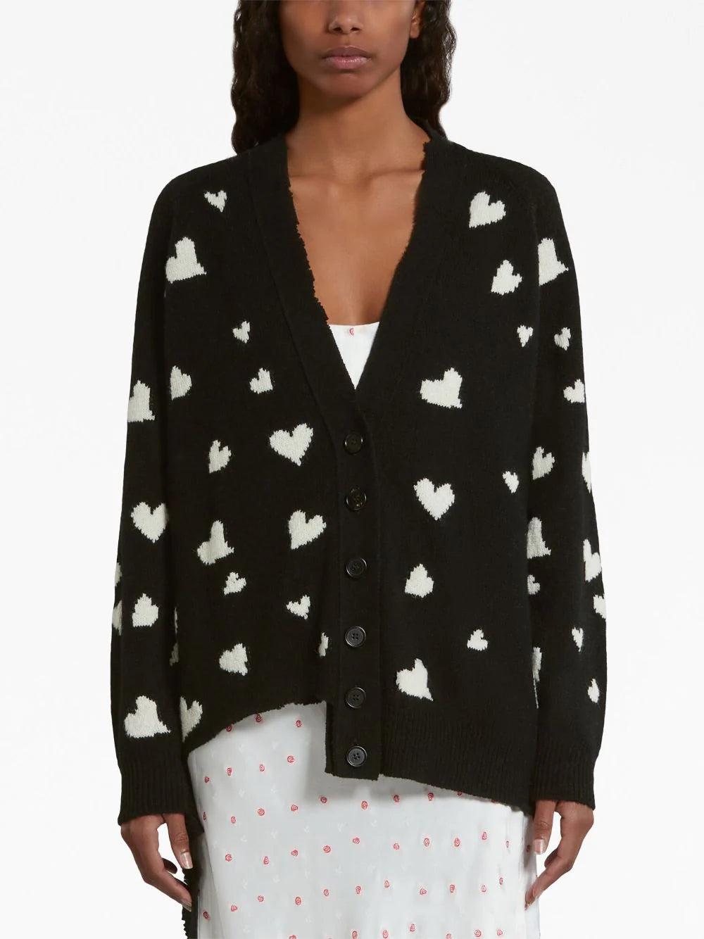 MARNI Cardigan With Bunch Of Hearts Motif