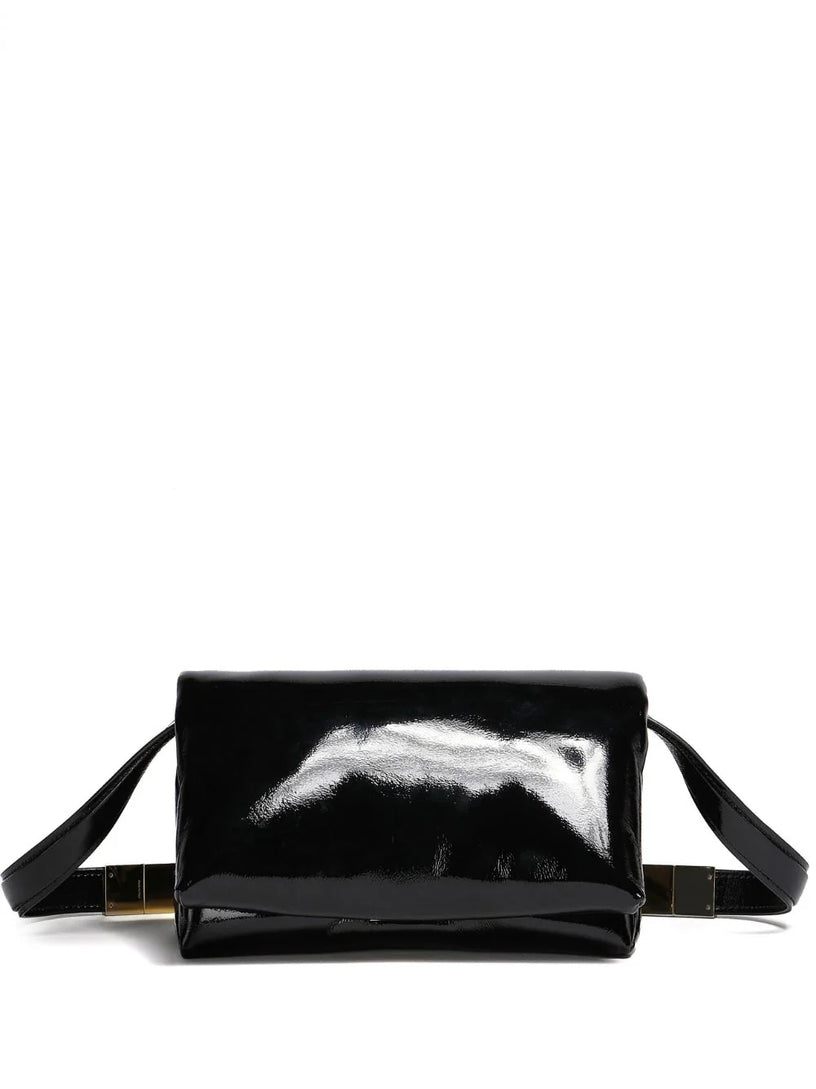 MARNI Small black patent leather prisma bag