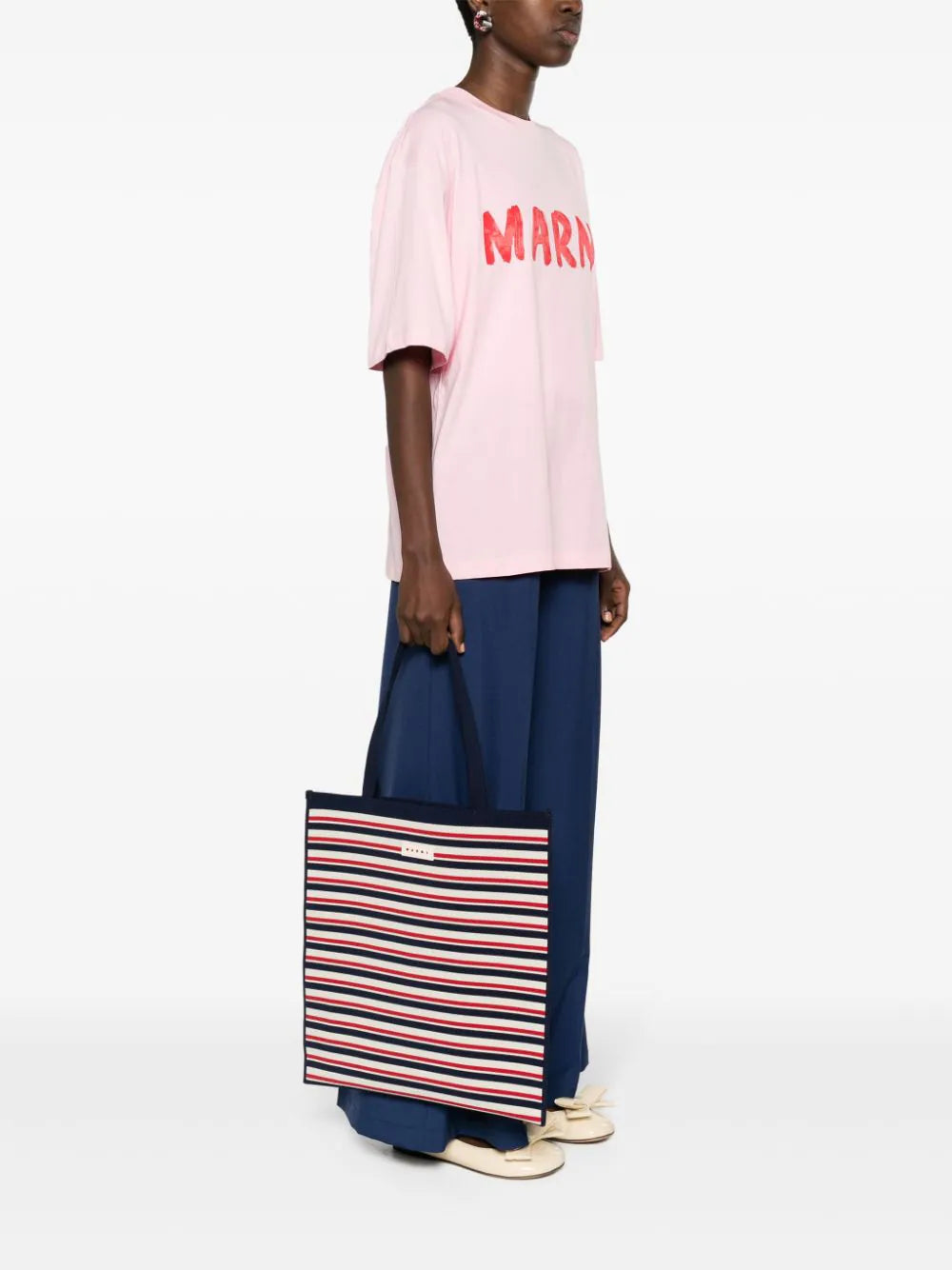 MARNI Striped Tote Bag
