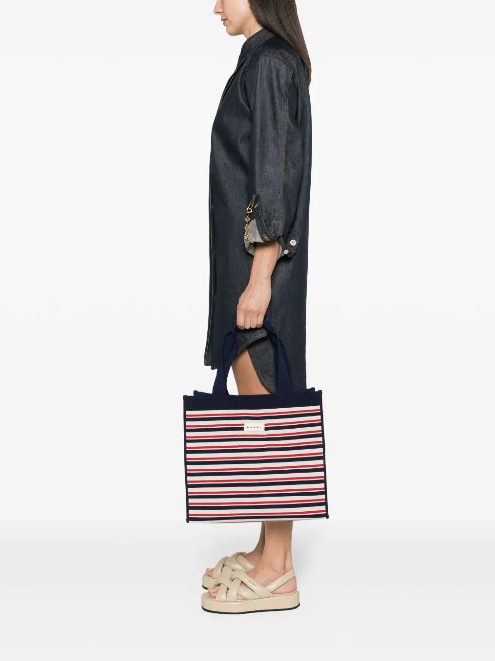 MARNI Striped Tote Bag