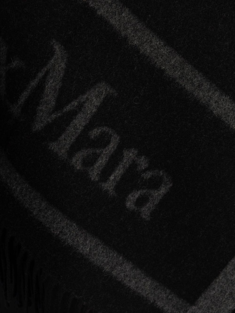 Max Mara Hilde Wool Poncho With Jacquard Logo