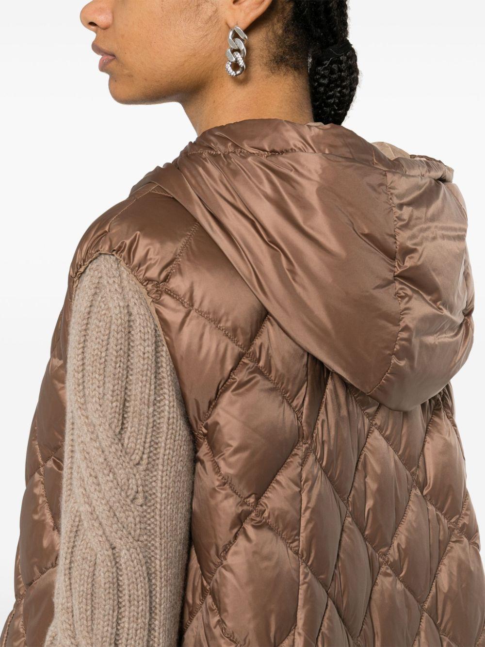 Max Mara Long Vest In Water-repellent Nylon