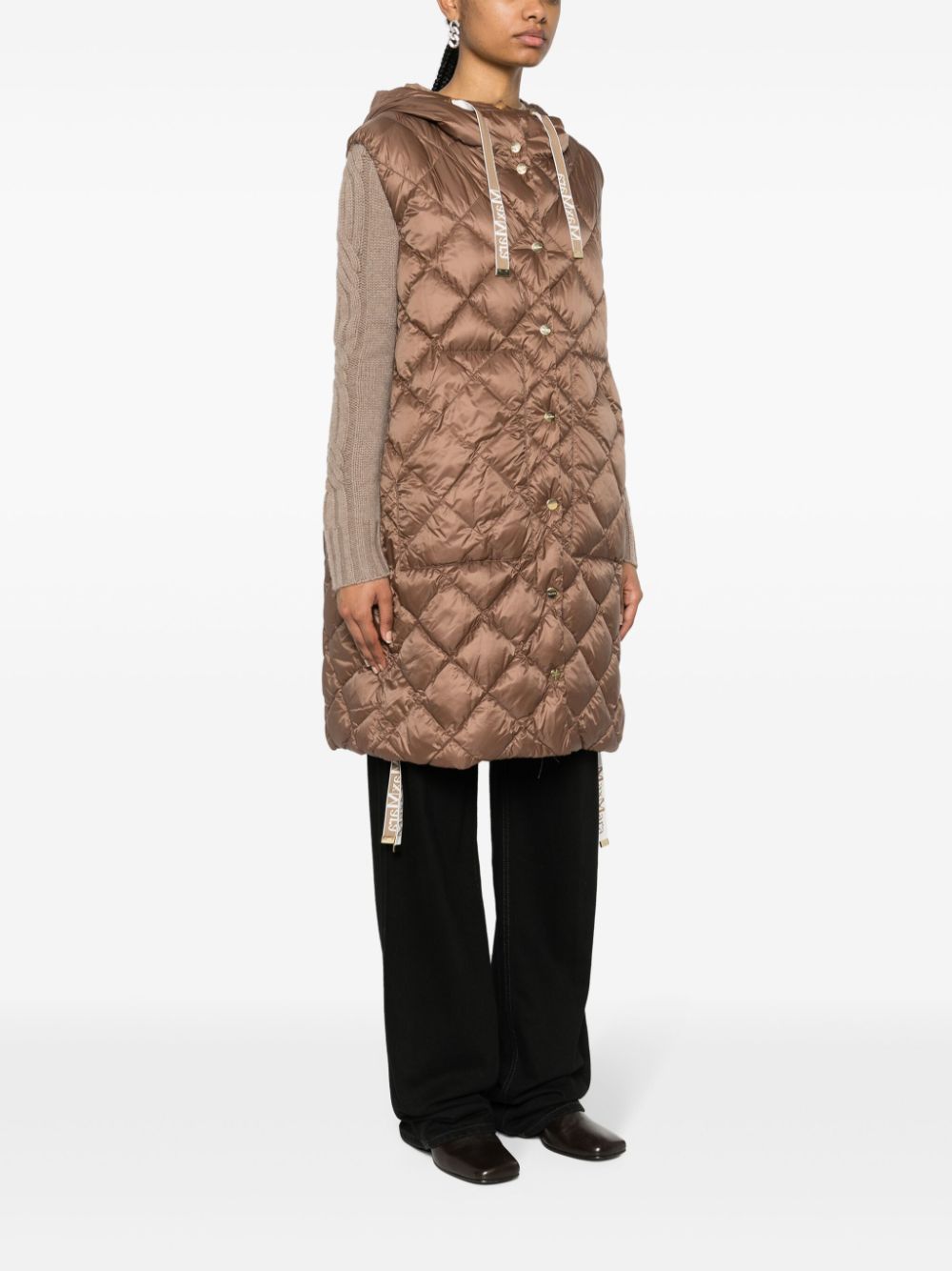 Max Mara Long Vest In Water-repellent Nylon