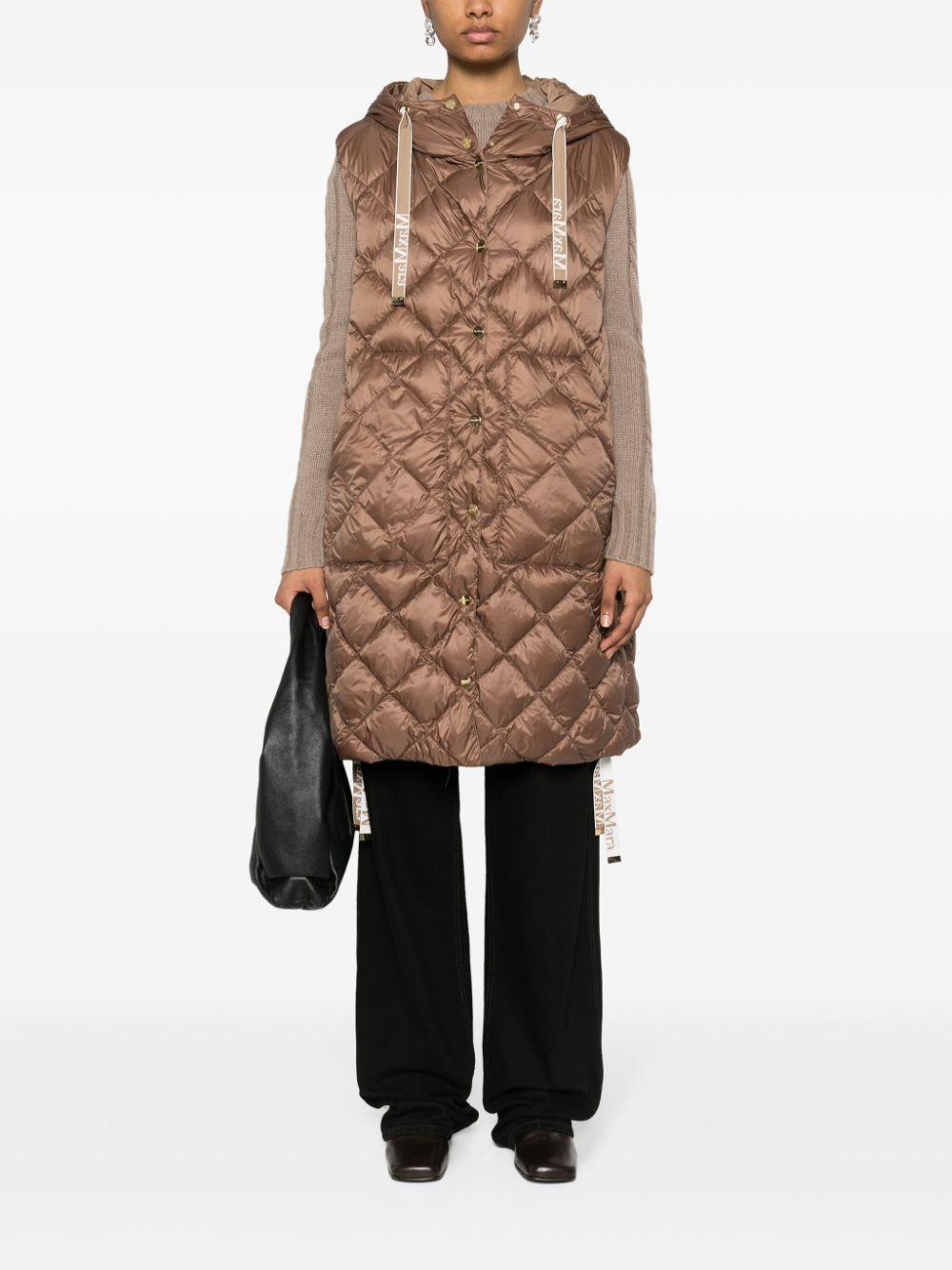 Max Mara Long Vest In Water-repellent Nylon