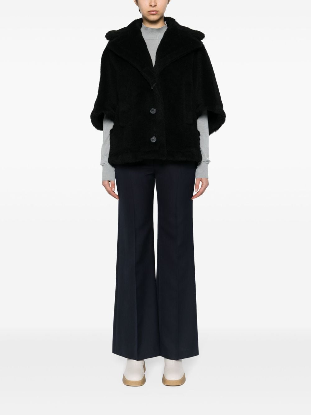 Max Mara Short Aleggio Cape In Teddy Fabric