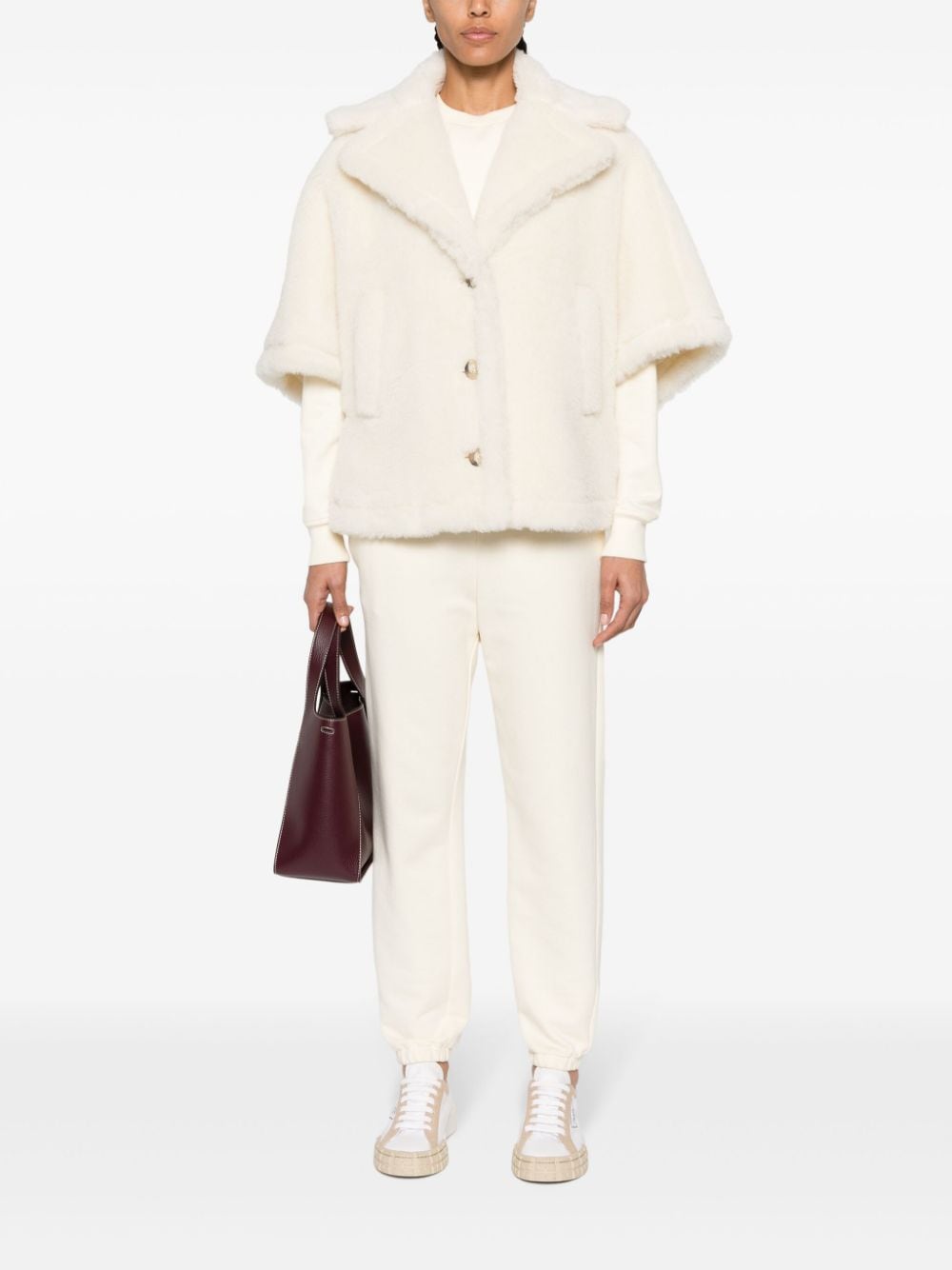 Max Mara Short Aleggio Cape In Teddy Fabric