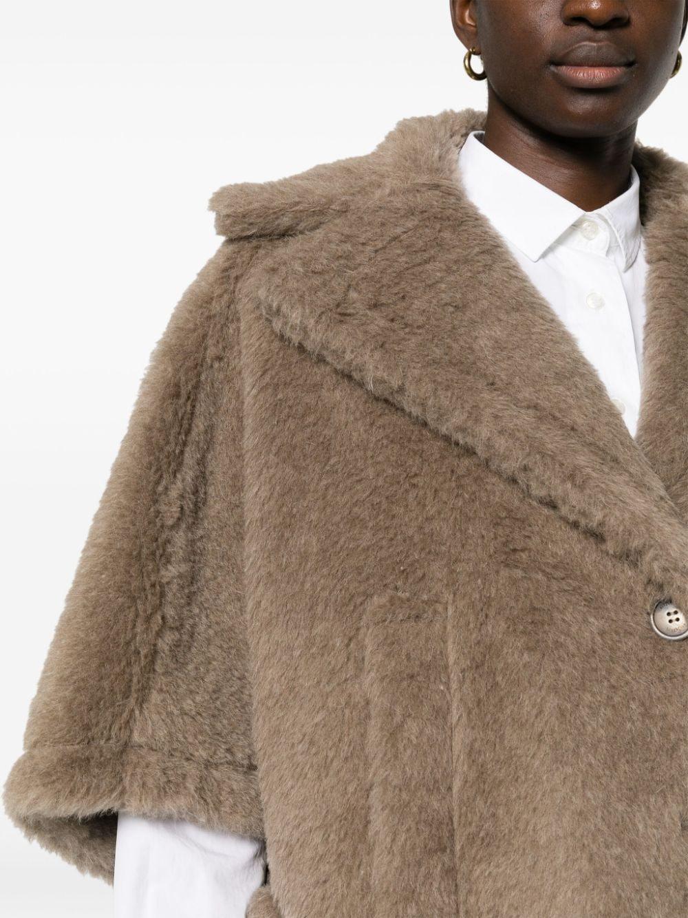 Max Mara Short Aleggio Cape In Teddy Fabric