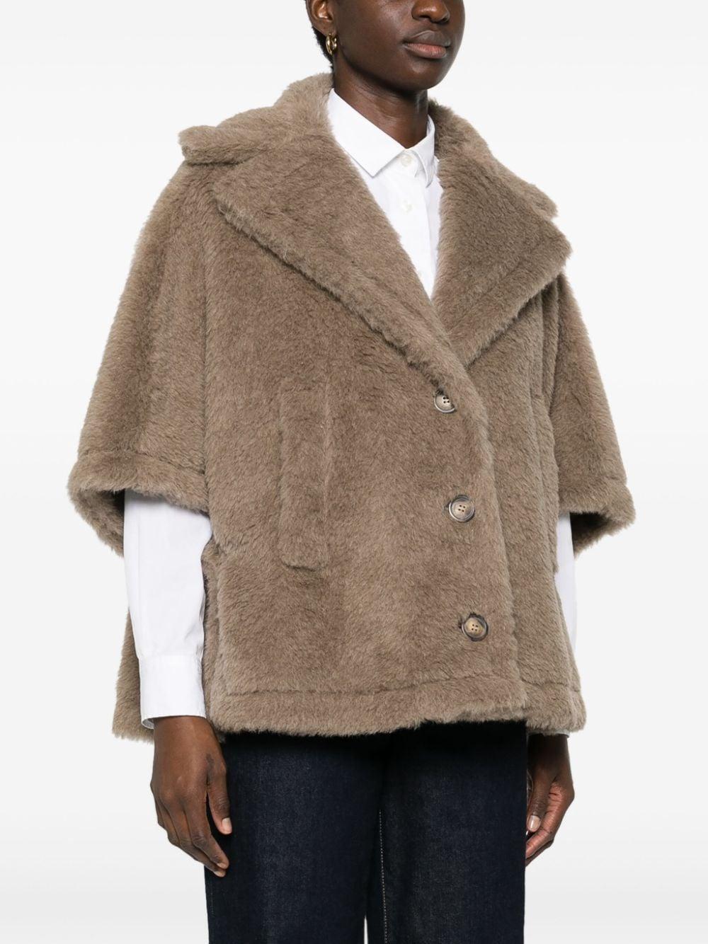 Max Mara Short Aleggio Cape In Teddy Fabric