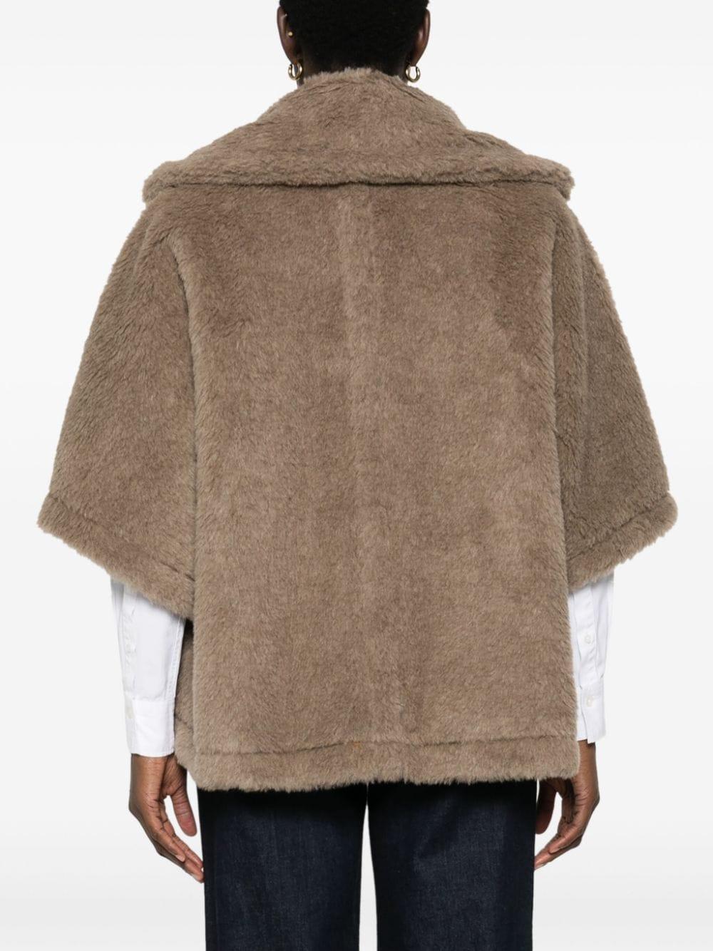 Max Mara Short Aleggio Cape In Teddy Fabric