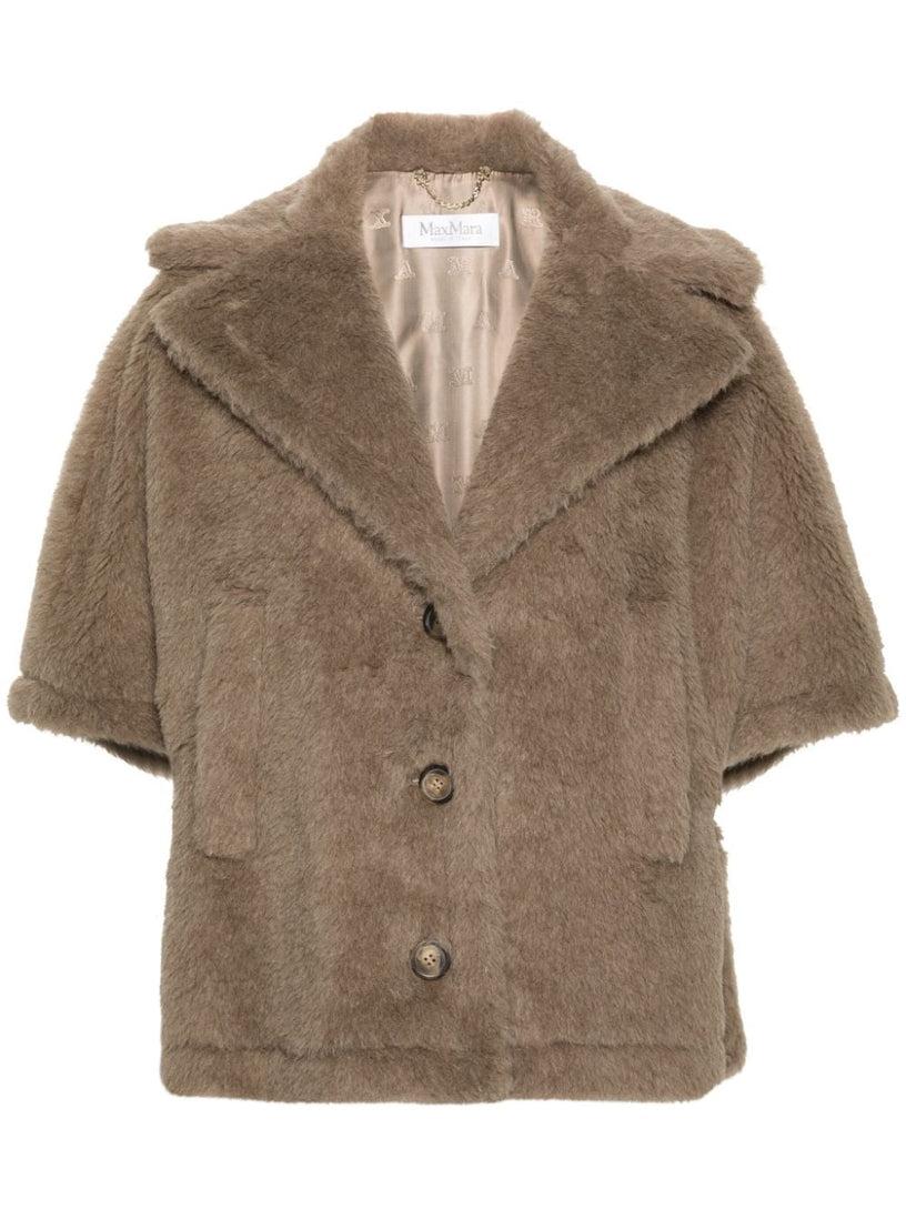 Max Mara Short aleggio cape in teddy fabric