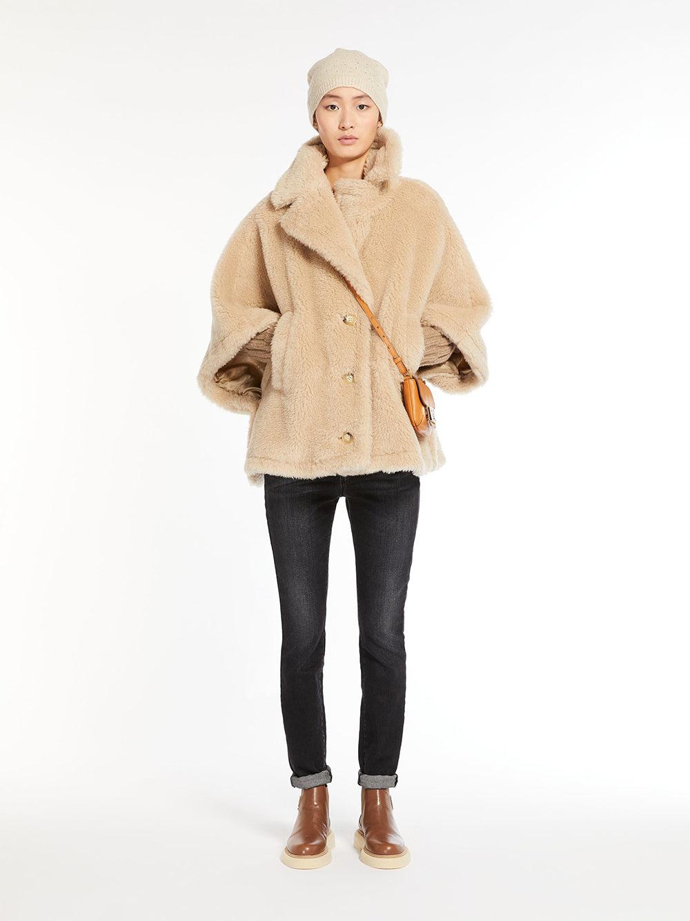 Max Mara Short Aleggio Cape In Teddy Fabric