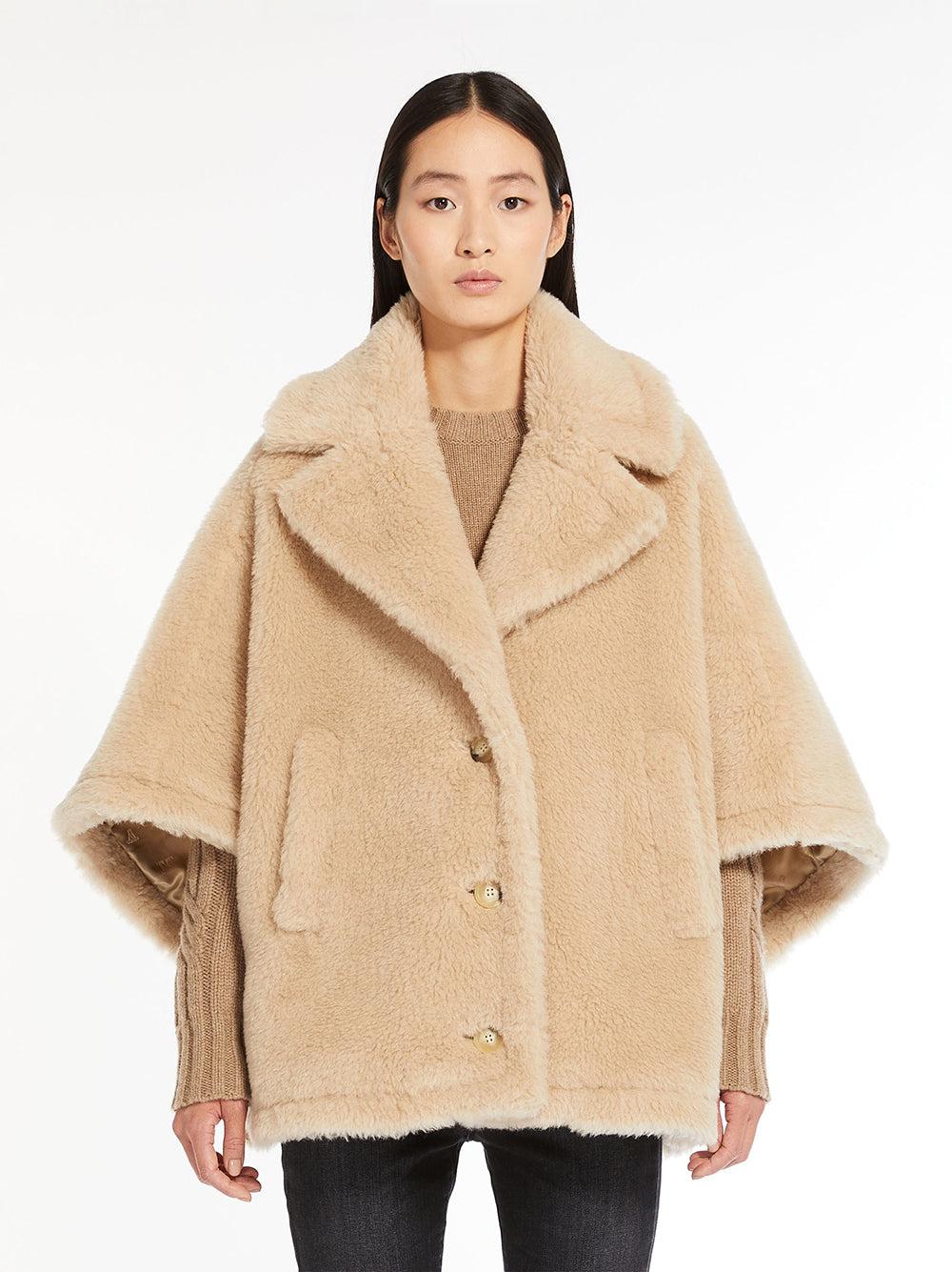 Max Mara Short Aleggio Cape In Teddy Fabric