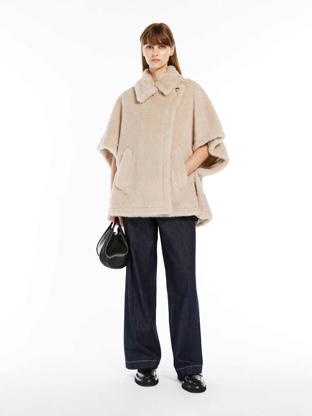 Max Mara Short Cape In Teddy Tebe1 Fabric