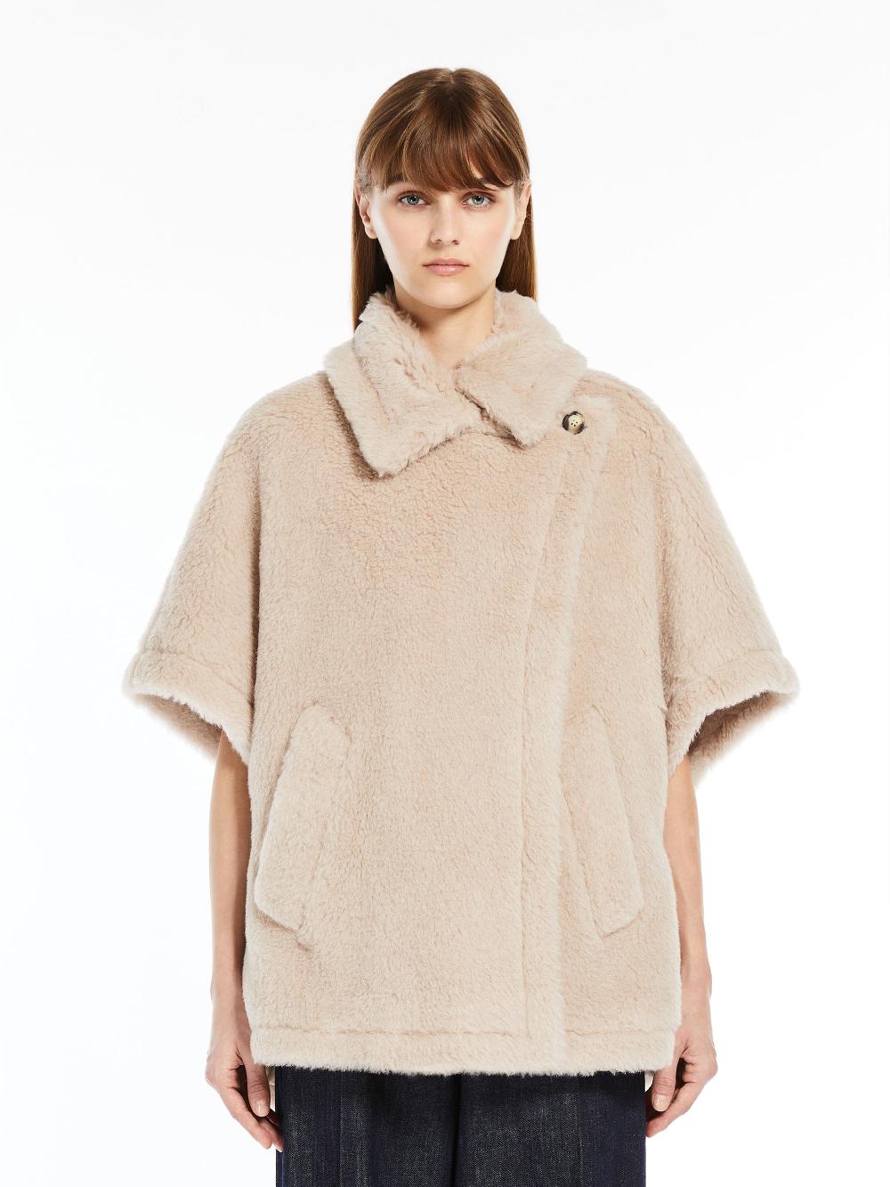 Max Mara Short Cape In Teddy Tebe1 Fabric