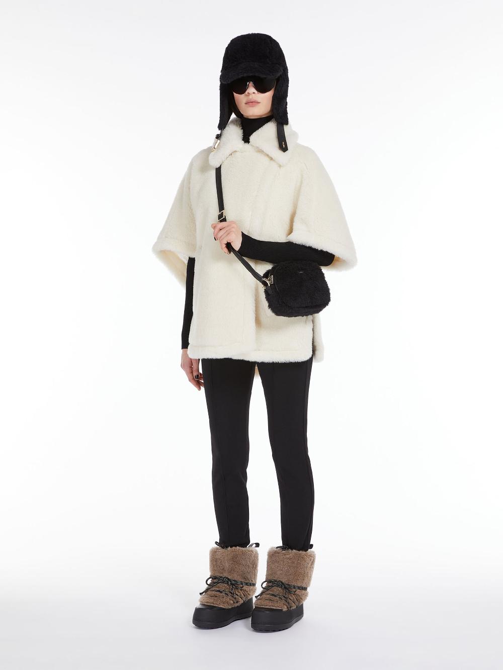 Max Mara Short Cape In Teddy Tebe1 Fabric